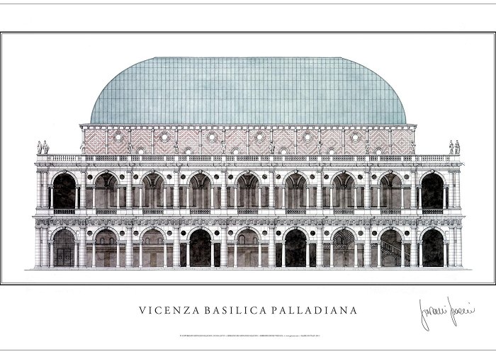 Basilica Palladiana Basilica Palladiana, Vicenza, Large Palladio Print 33x23in, Signed ... photo