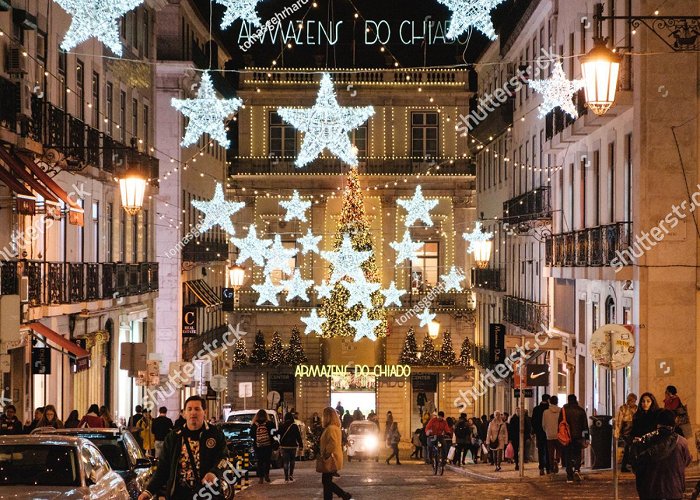 Armazens do Chiado Lisbon Portugal 12132017 Christmas Lights Armazens Stock Photo ... photo