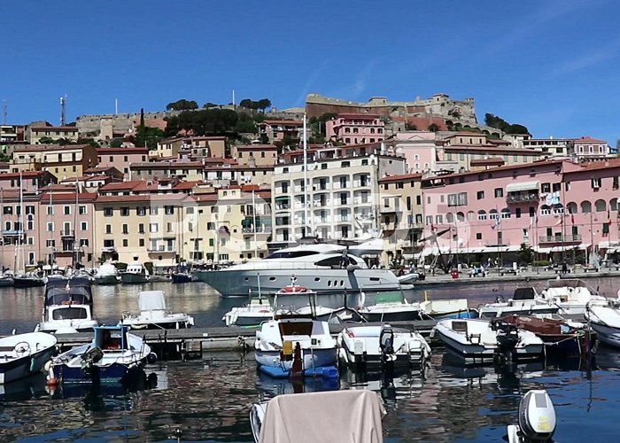 Napoleonic Mills House Yacht leave Medici dock in Portoferraio ... | Stock Video | Pond5 photo