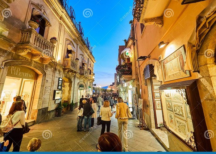 Corso Umberto Tourists on the Main Street in Taormina, Sicily, Italy Editorial ... photo
