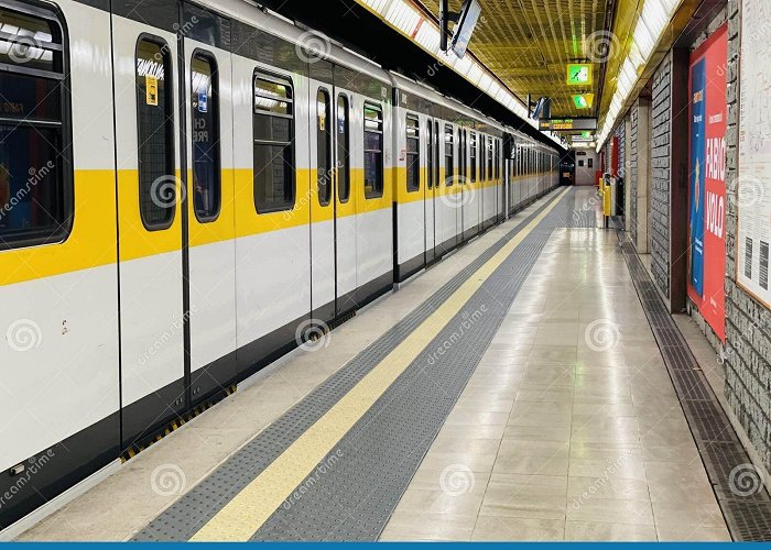 San Donato metro Italy, Milan 28.11.2023 San Donato Milanese Metro Station. Empty ... photo