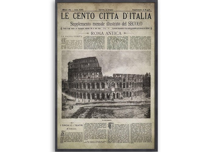 Tre Torri di Greco Old Italian Newspaper - Roma Antica Colosseo, 1887 – Foundry photo