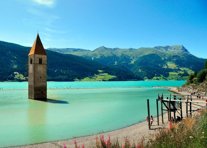 Lake Resia Lost Italian Village Curon Emerges from Drained Lake photo