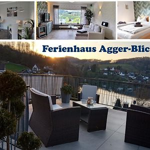 Exklusives Ferienhaus "Agger-Blick" Mit Riesiger Seeblick-Terrasse, Sauna, E-Kamin & Kajak 古默斯巴赫 Exterior photo