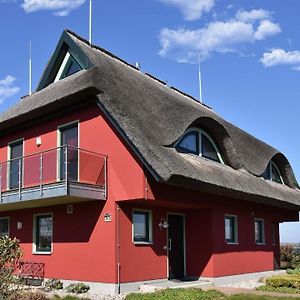 Traumhaftes Reetdach Gedecktes Ferienhaus Mit Blick Auf Den Breetzer Bodden Bis Hiddensee Vieregge Exterior photo